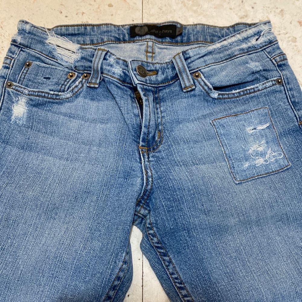 JET by John Eshaya patchwork skinny jeans size 8